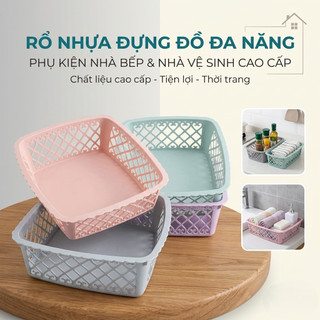 Rổ đựng đồ nhiều màu, rổ vuông đựng đồ cho gia đình đa năng - Trường An VN