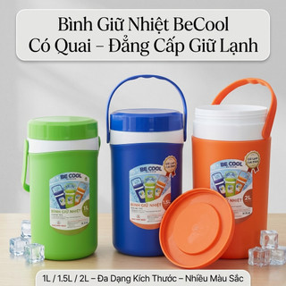 Ca giữ nhiệt bình đá giữ nhiệt nắp tròn có quai BeCool 1L, 1.5L, 2L nhiều màu  - Trường An VN