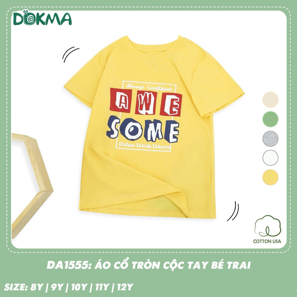 (25-42kg, 8-12Y) Áo Phông Cộc Tay Bé Trai Dokma DA1507 DA2776 DA2774 DA2873  DA1555