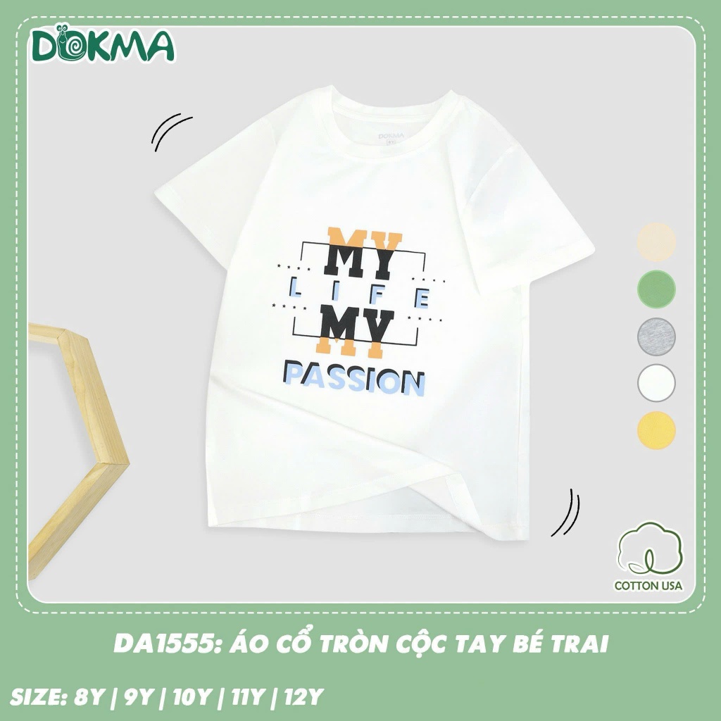 (25-42kg, 8-12Y) Áo Phông Cộc Tay Bé Trai Dokma DA1507 DA2776 DA2774 DA2873  DA1555