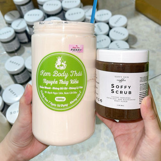 COMBO 1KG KEM BODY NGUYỄN THUÝ KIỀU DƯỠNG TRẮNG DA + TẨY TẾ BÀO CHẾT BODY