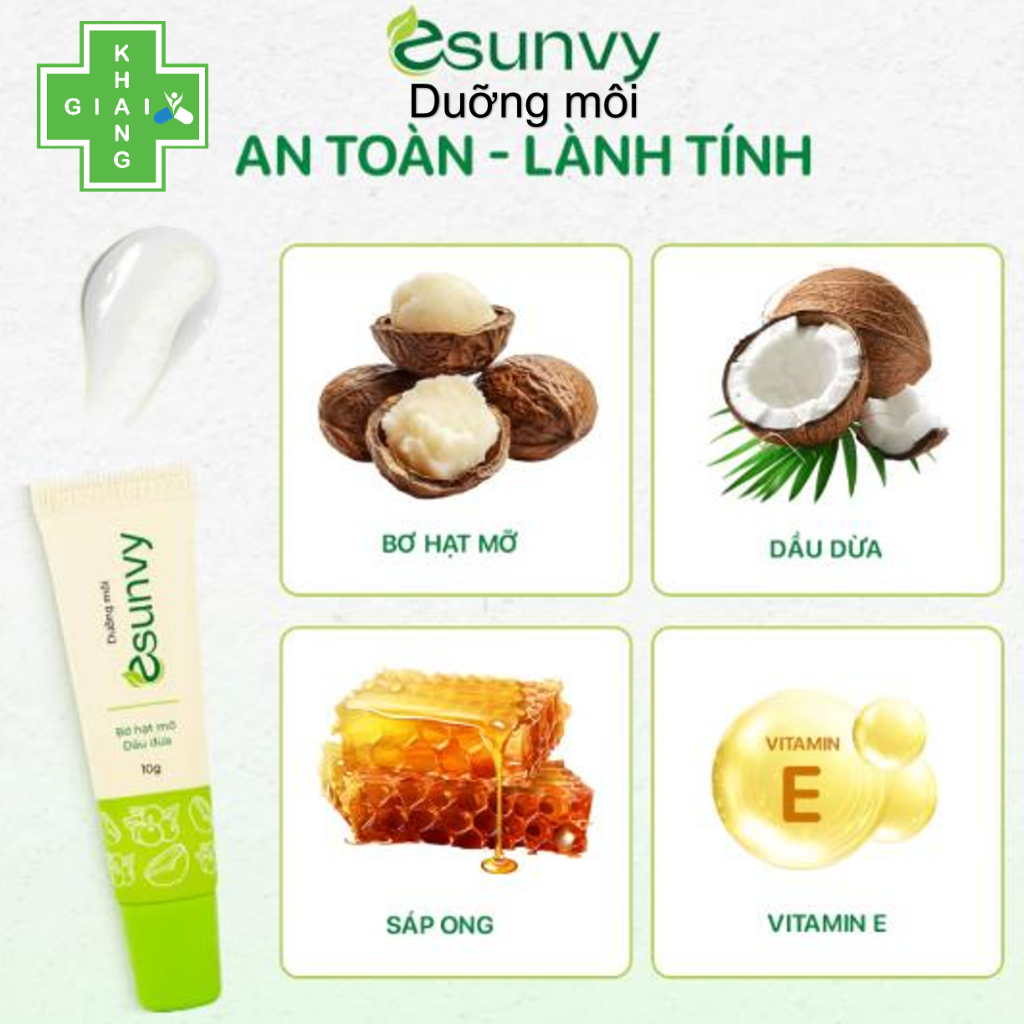 Tạm biệt môi khô nứt nẻ, sở hữu ngay đôi mềm mịn, căng bóng tự nhiên cùng dưỡng môi Esunvy an toàn, lành tính(Tube 10g)