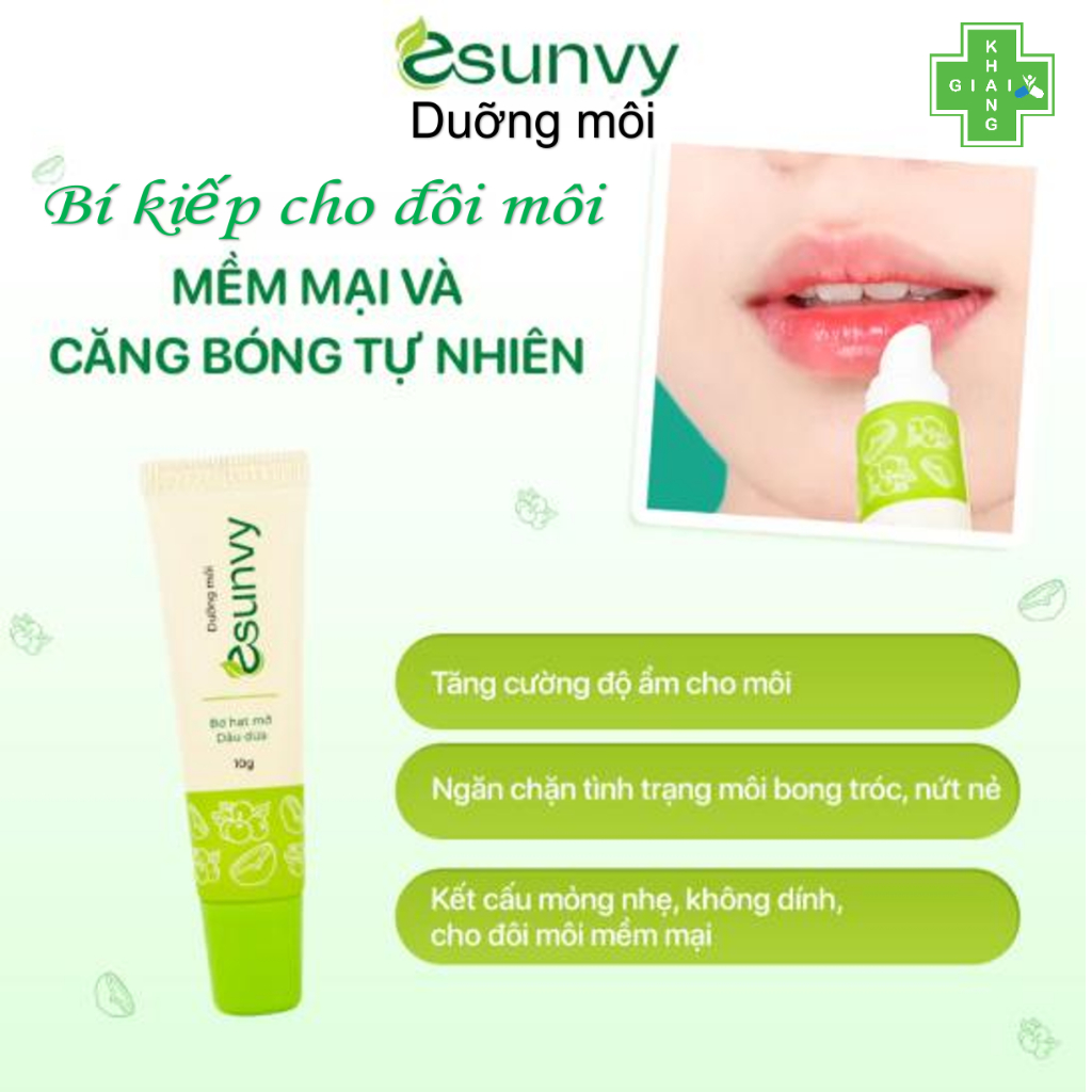 Tạm biệt môi khô nứt nẻ, sở hữu ngay đôi mềm mịn, căng bóng tự nhiên cùng dưỡng môi Esunvy an toàn, lành tính(Tube 10g)