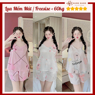 Bộ đồ ngủ nữ 2 dây quần đùi nhiều mẫu 40-60kg lụa xước mango n.trai mềm mịn mát 60CS13, đồ bộ nữ đồ mặc nhà dễ thương