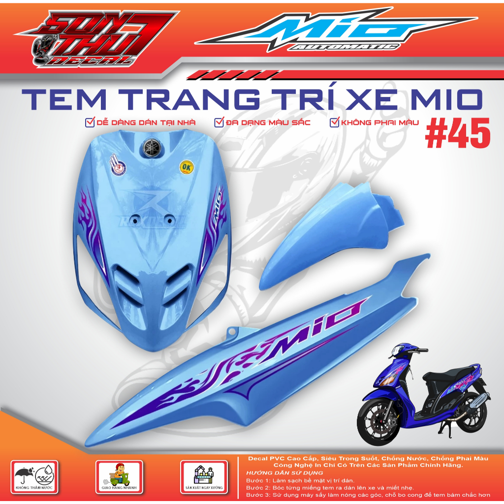 TEM XE MIO SPORT #45 (TEM IN 3 LỚP - SIÊU NÉT - SIÊU ĐẸP - SIÊU CUTE)
