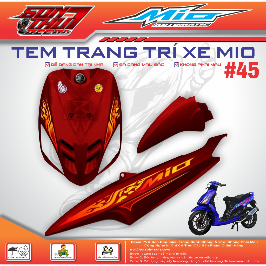 TEM XE MIO SPORT #45 (TEM IN 3 LỚP - SIÊU NÉT - SIÊU ĐẸP - SIÊU CUTE)