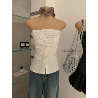 𝐏𝐡𝐢𝐞𝐧 𝐖𝐆𝐖𝐄 | (Sẵn) w9143 Áo 2 Dây Kẻ Caro Cúc Ngực Chun Lưng