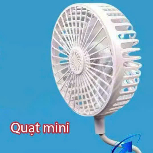 Quạt 5 Cánh Mini Xoay 360 Độ Có Lồng An Toàn Kèm Công Tắc Quạt Cắm Điện ,Găn Tường, Để Bàn Tiện Lợi. cc ntt95