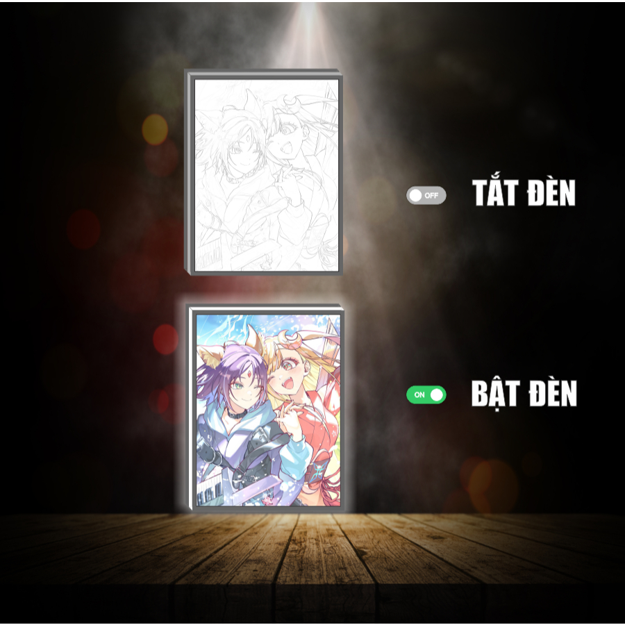 Tranh đèn led 3D đổi màu Công chúa vũ trụ Kaguya - Tranh đèn led 3D ANIME trang trí bàn làm việc, đèn ngủ
