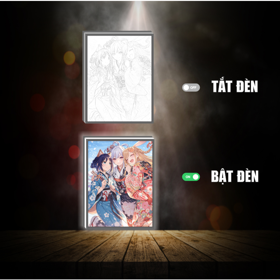 Tranh đèn led 3D đổi màu Công chúa vũ trụ Kaguya - Tranh đèn led 3D ANIME trang trí bàn làm việc, đèn ngủ