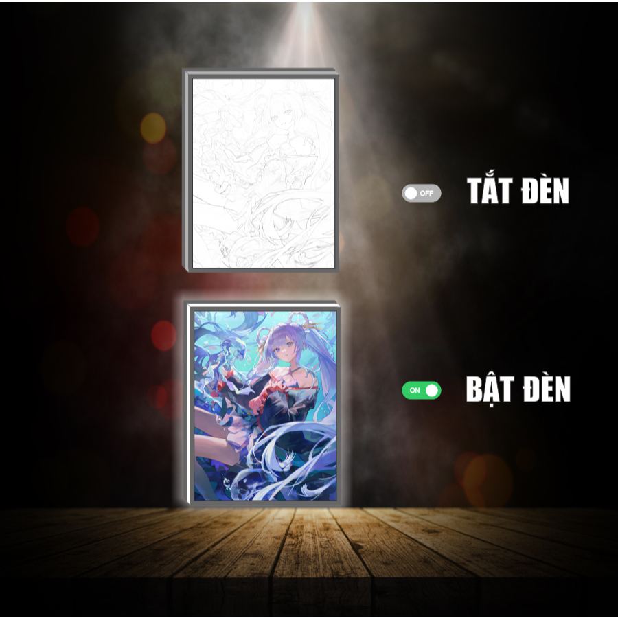 Tranh đèn led 3D đổi màu Công chúa vũ trụ Kaguya - Tranh đèn led 3D ANIME trang trí bàn làm việc, đèn ngủ