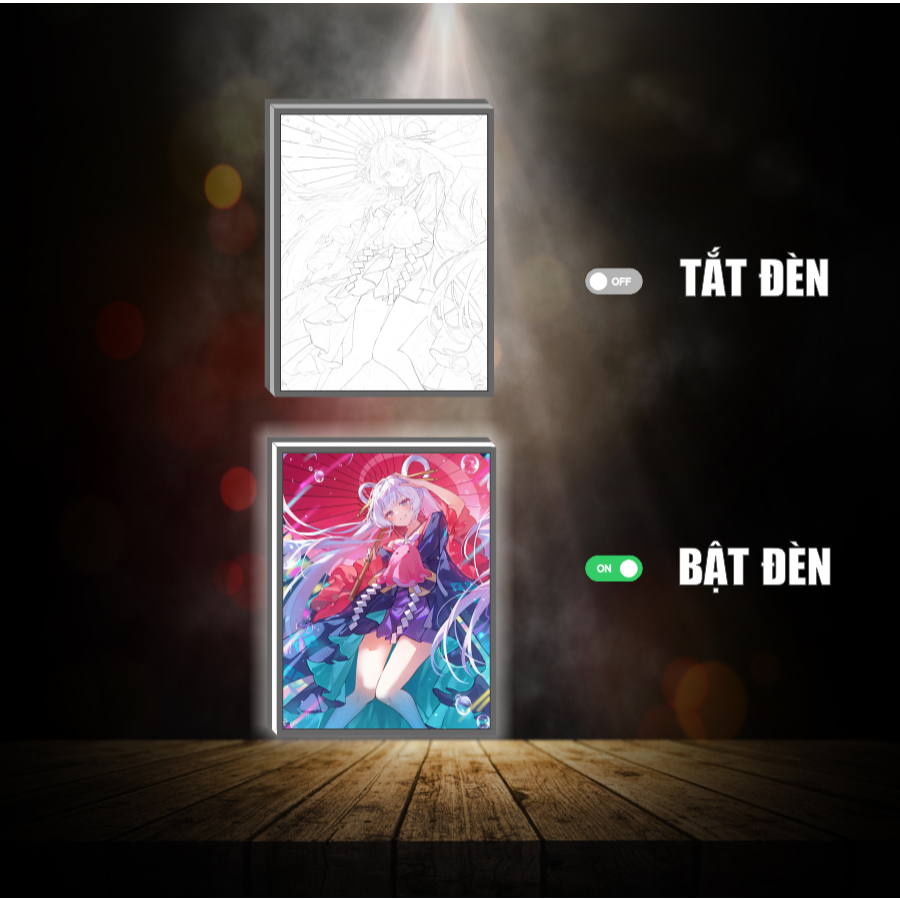 Tranh đèn led 3D đổi màu Công chúa vũ trụ Kaguya - Tranh đèn led 3D ANIME trang trí bàn làm việc, đèn ngủ