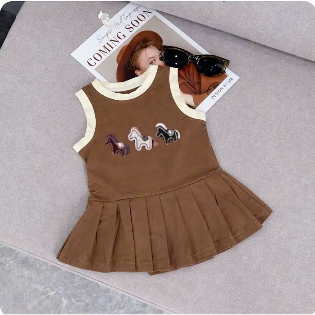 Váy 3 Lỗ Liền Thân Thêu Ngựa Cho Bé Gái Từ 9-35kg