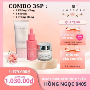 COMBO TRẮNG HỒNG HM STORE: 1 CHỐNG NẮNG , 1SERUM , 1 FACE TRẮNG HỒNG - quà tặng móc khoá & miễn phí vận chuyển