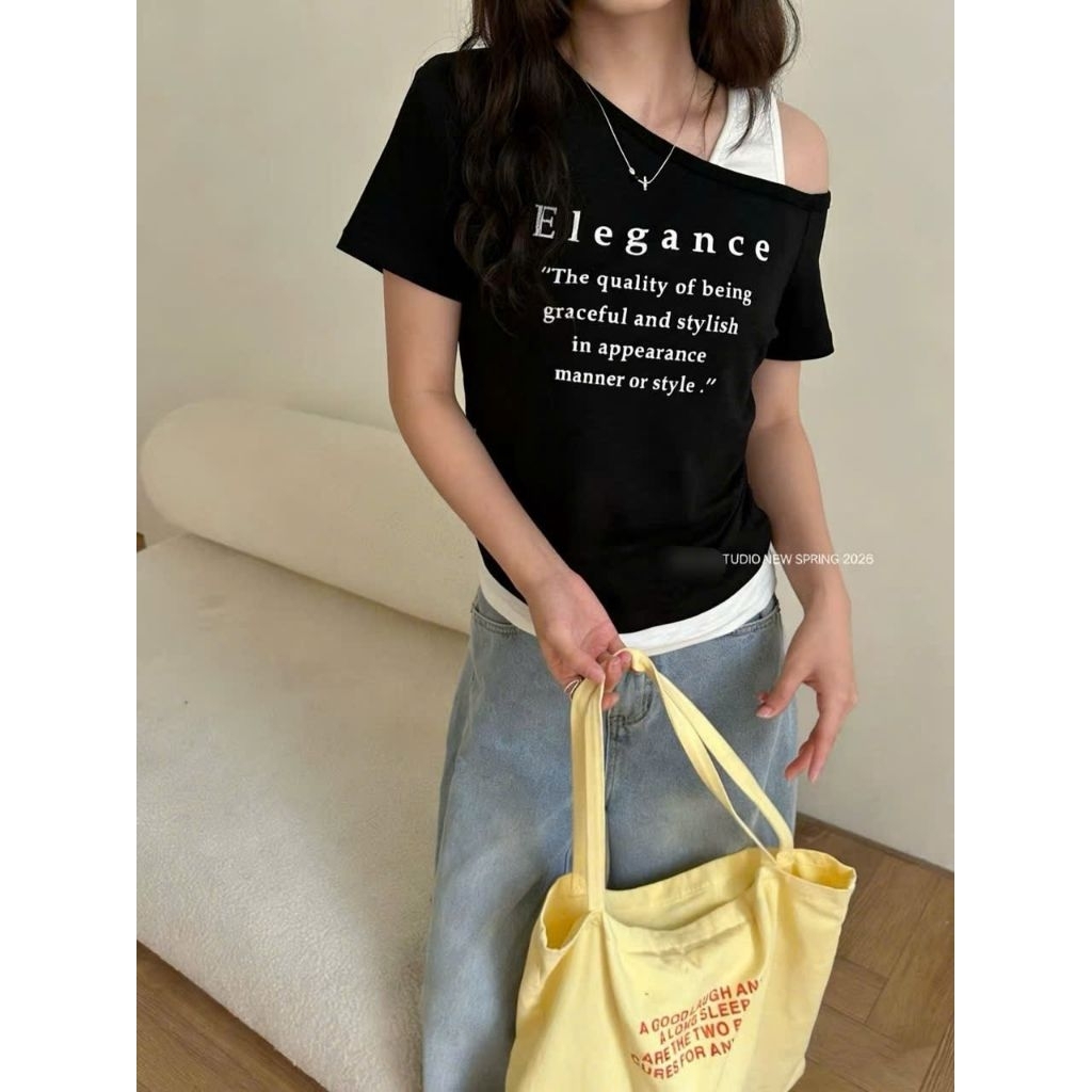 [𝑯𝒂 𝑨𝒏𝒉] Áo Cộc Phông Trễ Vai Chữ Pha Gấu QCL1 > 58kg