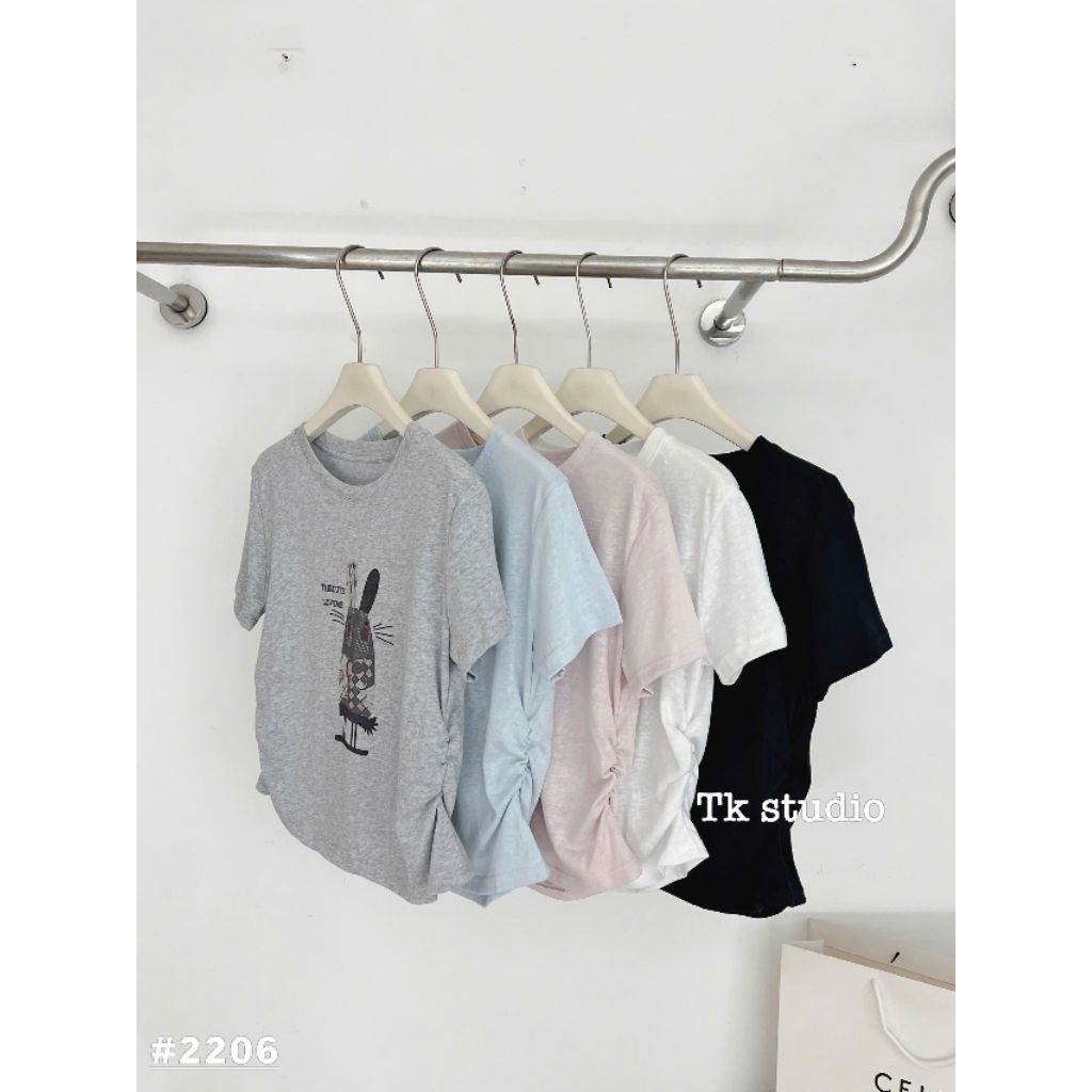 [𝑯𝒂 𝑨𝒏𝒉] Áo Cộc Phông Thỏ Rút Eo QCL1