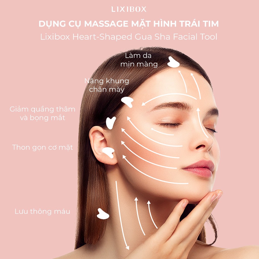 Dụng cụ Massage Mặt Đá Thạch Anh Hình Trái tim Lixibox Heart-Shaped Gua Sha Facial Tool