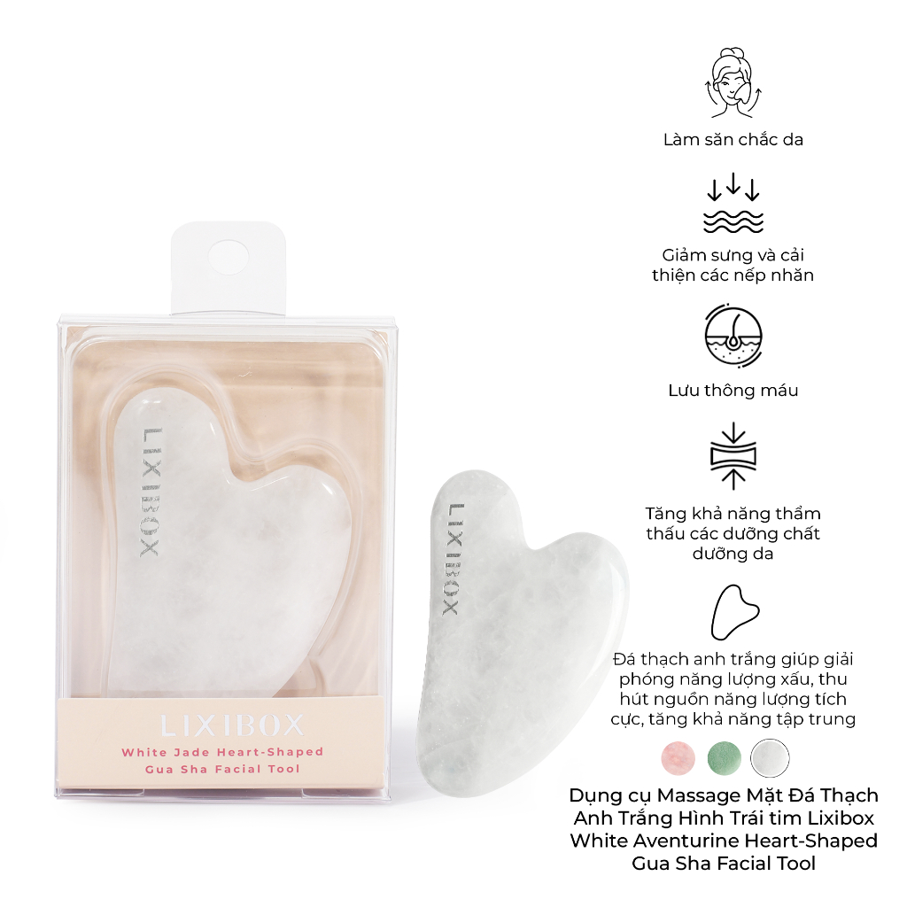 Dụng cụ Massage Mặt Đá Thạch Anh Hình Trái tim Lixibox Heart-Shaped Gua Sha Facial Tool