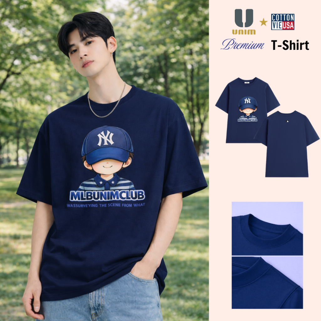 Áo Thun Cậu Bé Đội Mũ MLBUNIMCLUB Phong Cách Hàn Quốc Chất Liệu Cotton Cao Cấp Form Rộng