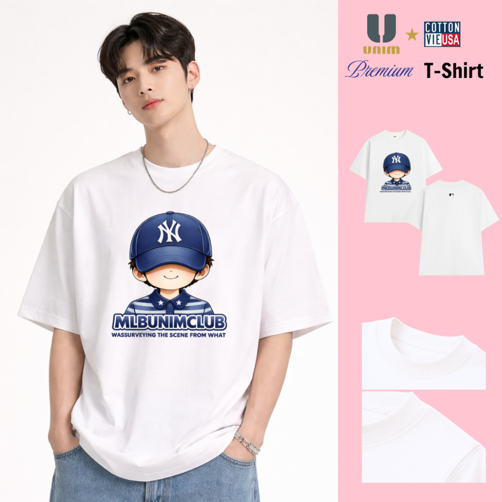 Áo Thun Cậu Bé Đội Mũ MLBUNIMCLUB Phong Cách Hàn Quốc Chất Liệu Cotton Cao Cấp Form Rộng