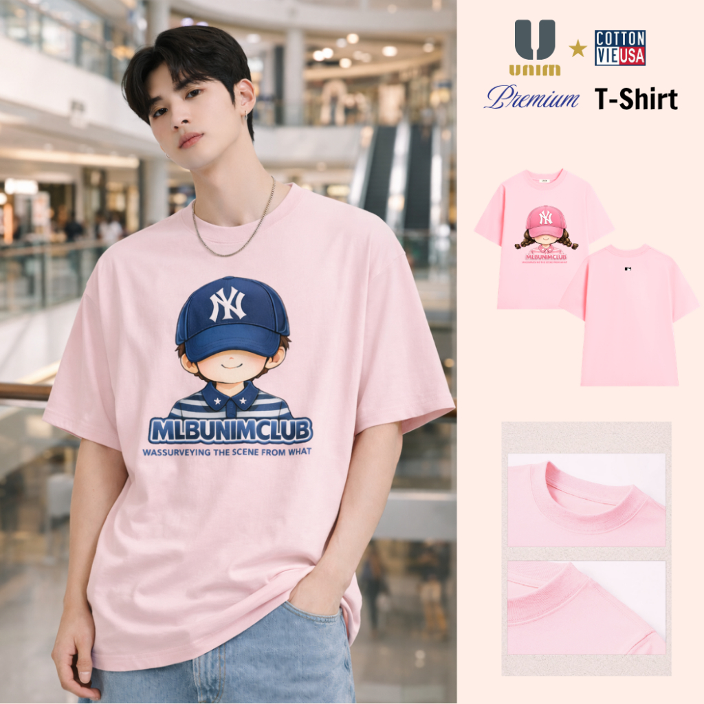 Áo Thun Cậu Bé Đội Mũ MLBUNIMCLUB Phong Cách Hàn Quốc Chất Liệu Cotton Cao Cấp Form Rộng