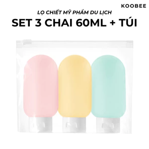 Set 3 Lọ Chiết Mỹ Phẩm Du Lịch 60ml KOOBEE – Chai Đựng Dầu Gội, Sữa Tắm, Lotion, Toner Kèm Túi (207)