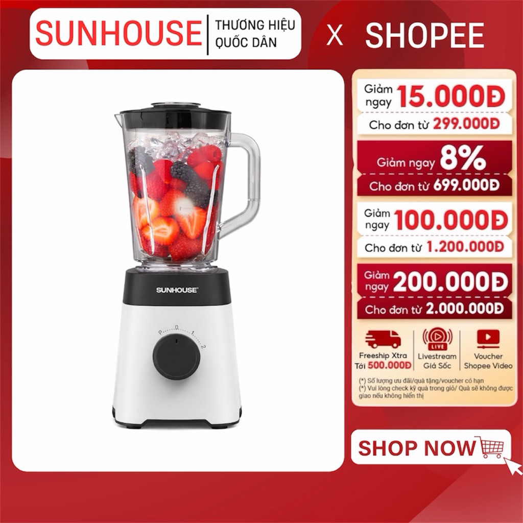 MÁY XAY SINH TỐ SUNHOUSE SHD5114 - Thiết kế sang trọng, Bảo hành chính hãng
