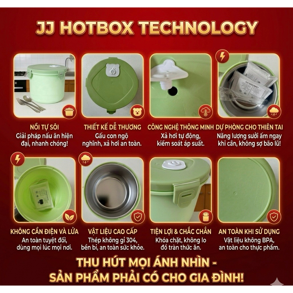 Nồi tự sôi inox 304 +5 gói tự sôi 40g(dung tích 1000ml)sinh viên ,văn phòng ,dự phòng thiên tai bão lũ