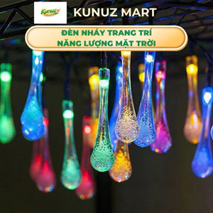 |Combo| Đèn Nháy Trang Trí Năng Lượng Mặt Trời 12m 100 Bóng Hình Giọt Nước - Tiện Lợi, Dễ Lắp Đặt, Chống Nước IP65