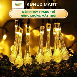 Đèn Nháy Trang Trí Năng Lượng Mặt Trời 12m 100 Bóng Hình Giọt Nước - Tiện Lợi, Dễ Lắp Đặt, Chống Nước IP65