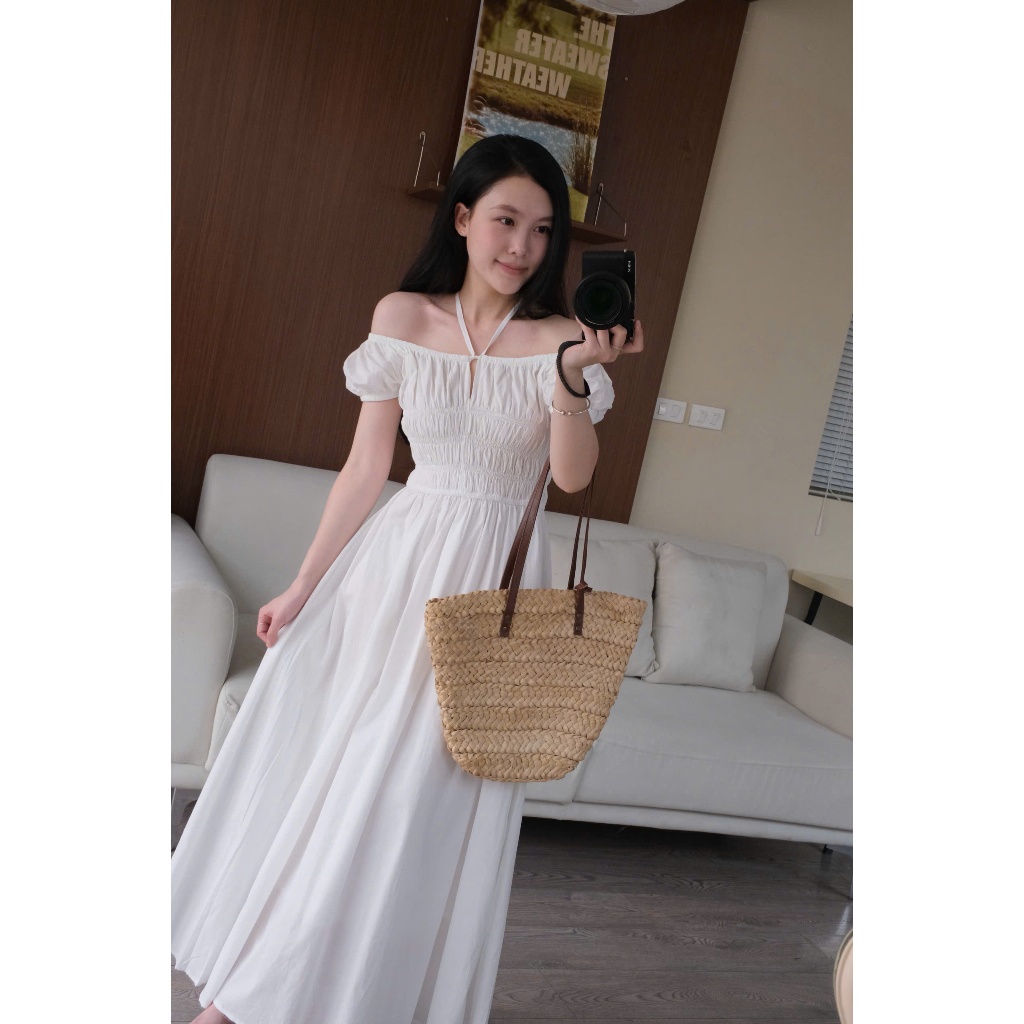 Flowy Off Maxi (TSW) Váy maxi nhún eo xoè 2 lớp Nữ The.sweaterweather