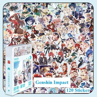[hàng sẵn] Hộp 120 sticker Xiao Venti Ayaka / Genshin Impact  miếng hình dán không trùng có hộp đựng (không trùng nhau)