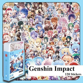 [hàng sẵn] Hộp 120 sticker Xiao Venti Ayaka / Genshin Impact  miếng hình dán không trùng có hộp đựng (không trùng nhau)