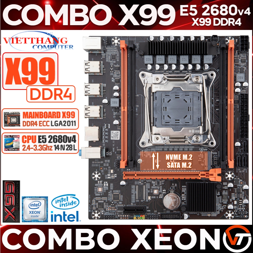 中華のやつ　Xeon E5-2680v4 x99？マザボセット Combo X99 OEM Chạy giả lập - Main X99 DDR4 OEM + CPU Xeon E5