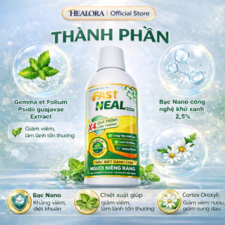 FastHeal Nano nước súc miệng Dược liệu – Giải pháp cho niềng răng, răng Giả, hết hôi miệng, giảm sưng lợi (Chai 250ml)