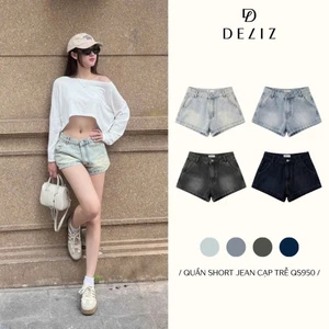 DELIZ - Quần short jean cạp trễ hot trend lưng thấp tôn dáng, form cá tính năng động nhiều màu (đã cắt sẵn khuy) QS950
