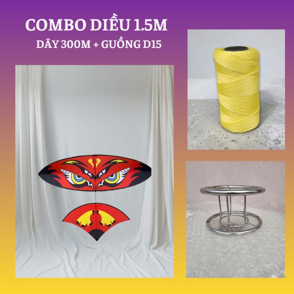 😍 COMBO DIỀU 1.5M + DÂY 300M + GUỒNG D15.