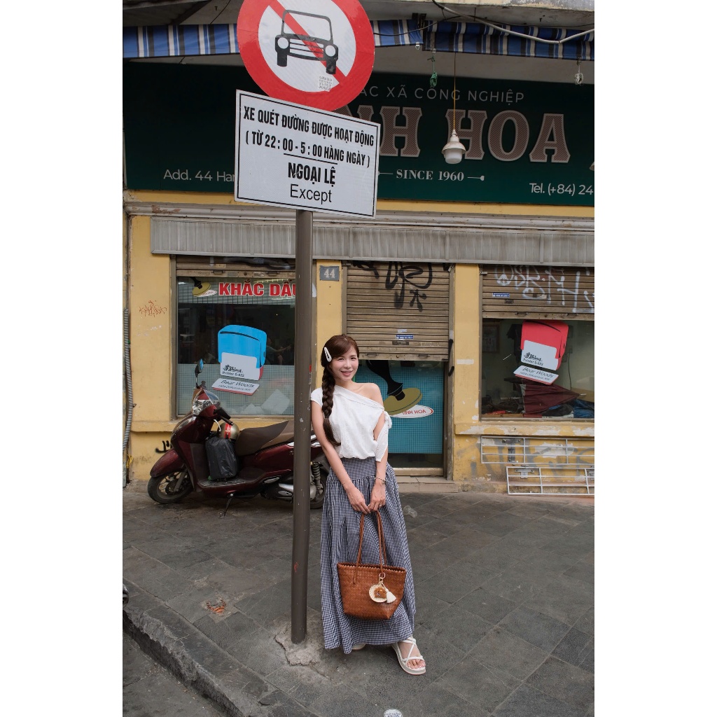 Gingham Skirt (TSW) Chân váy kẻ caro cạp phẳng dáng dài Nữ the.sweaterweather