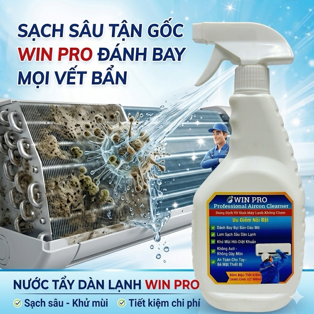 Nước Tẩy Điều Hoà - Máy Lạnh WINPRO + . đánh bay các vết bẩn cứng đầu - CHUYÊN THỢ ĐIỆN LẠNH
