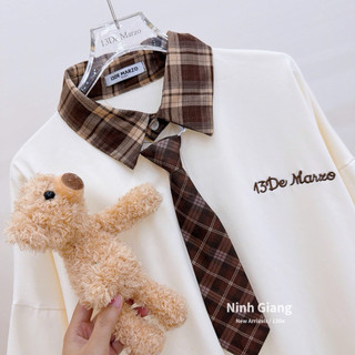 Áo Phông Gấu 13De Marzo Polo Kẻ Cà Vạt Nâu QC