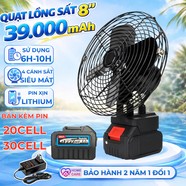 Quạt Tích Điện Lồng Sắt 2 Nấc. Dùng Liên Tục 8H, Quạt Pin Tích Điện, Quạt Để Bàn Tích Điện 2 Cấp Độ Gió Siêu Mát