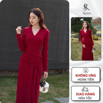 Váy nữ thiết kế dự tiệc, đầm body dự tiệc, váy tiệc cưới sang chảnh sang trọng cổ tim chất liệu cao cấp Rosia