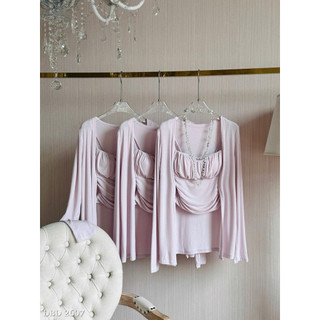 Set Áo Body Nhún 2 Dây Mix Choàng Chuẩn Linh Hoàng
