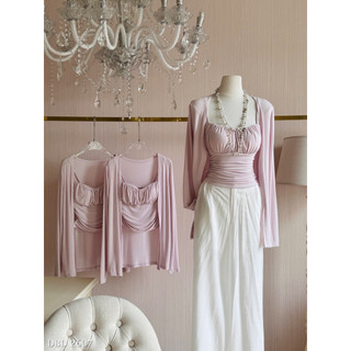 Set Áo Body Nhún 2 Dây Mix Choàng Chuẩn Linh Hoàng