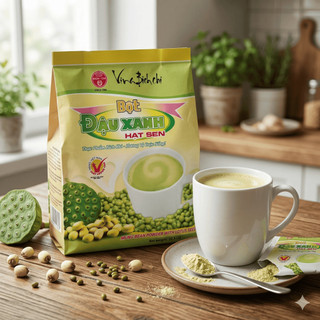 Bột Đậu Xanh Hạt Sen có đường/ không đường Bích Chi (350gr/gói) Thùng 10 Gói