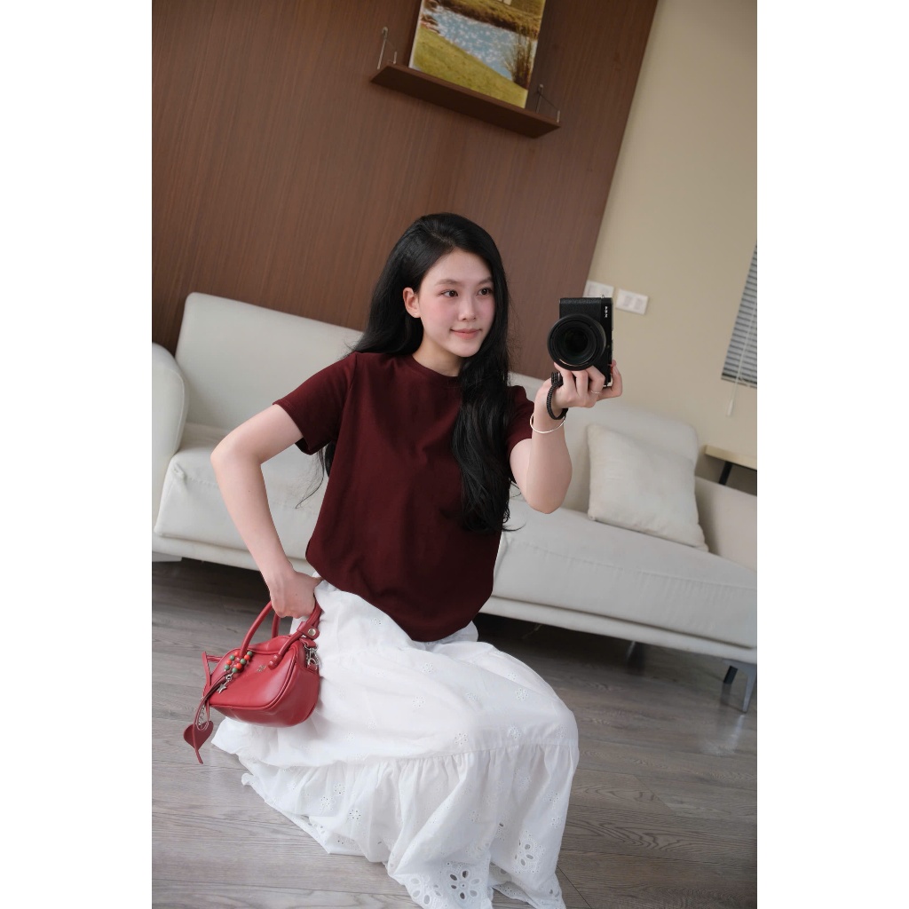Áo phông trơn cộc tay basic tag Dou Dou 930 Nữ the.sweaterweather TSW