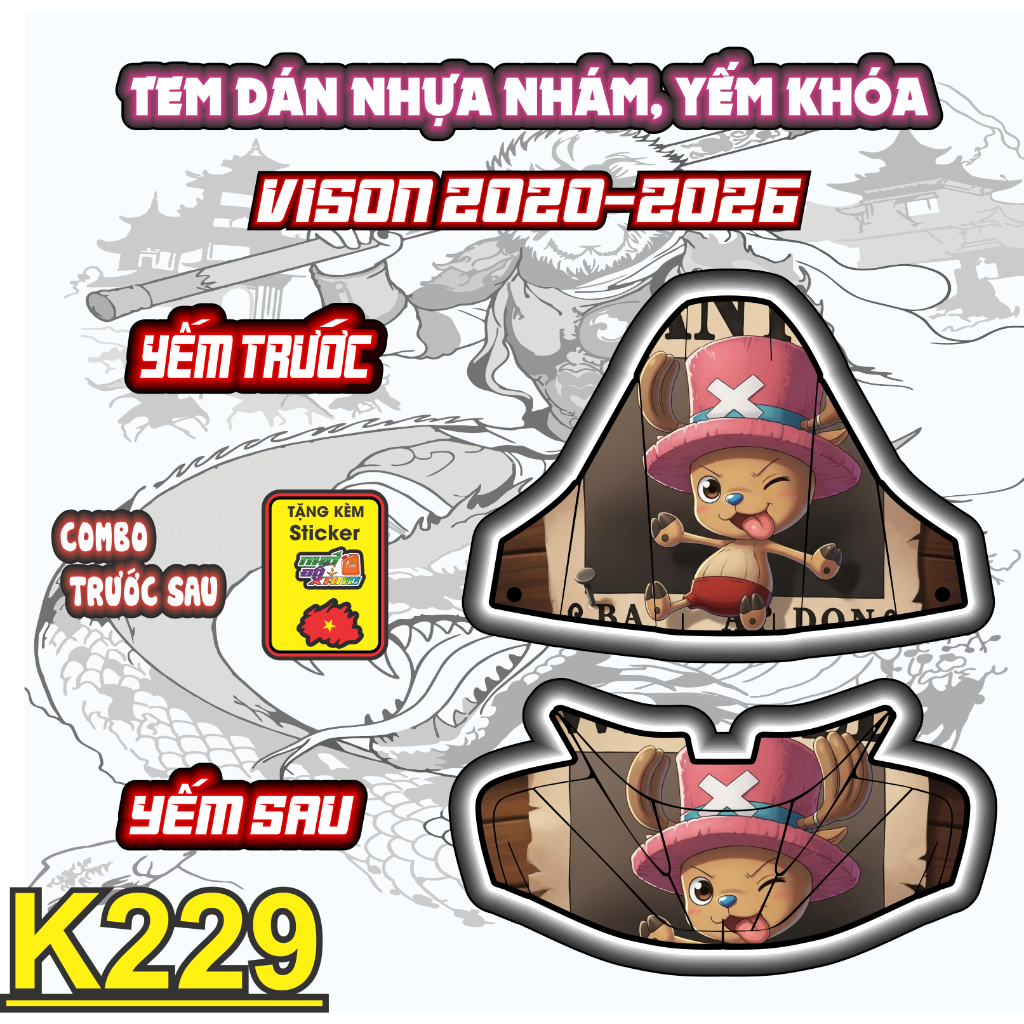 Bộ Tem Dán Trang Trí Yếm Trước & Sau Vision 2020-2026 – Bảo Vệ Nhựa Nhám, Chống Phai Màu