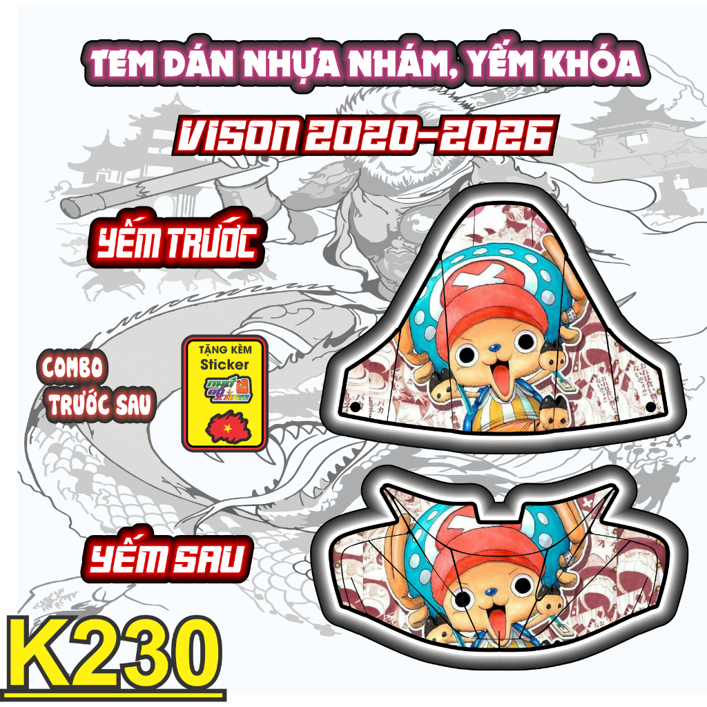 Bộ Tem Dán Trang Trí Yếm Trước & Sau Vision 2020-2026 – Bảo Vệ Nhựa Nhám, Chống Phai Màu
