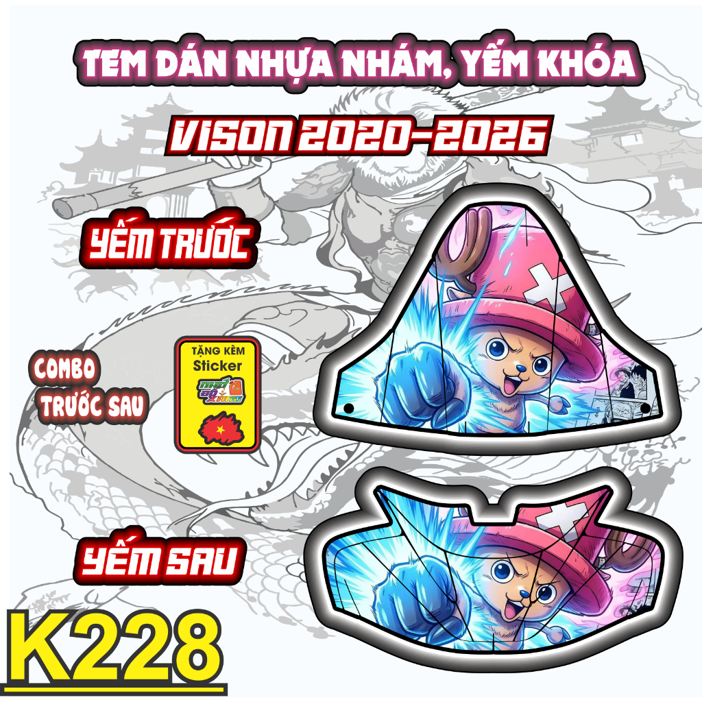 Bộ Tem Dán Trang Trí Yếm Trước & Sau Vision 2020-2026 – Bảo Vệ Nhựa Nhám, Chống Phai Màu