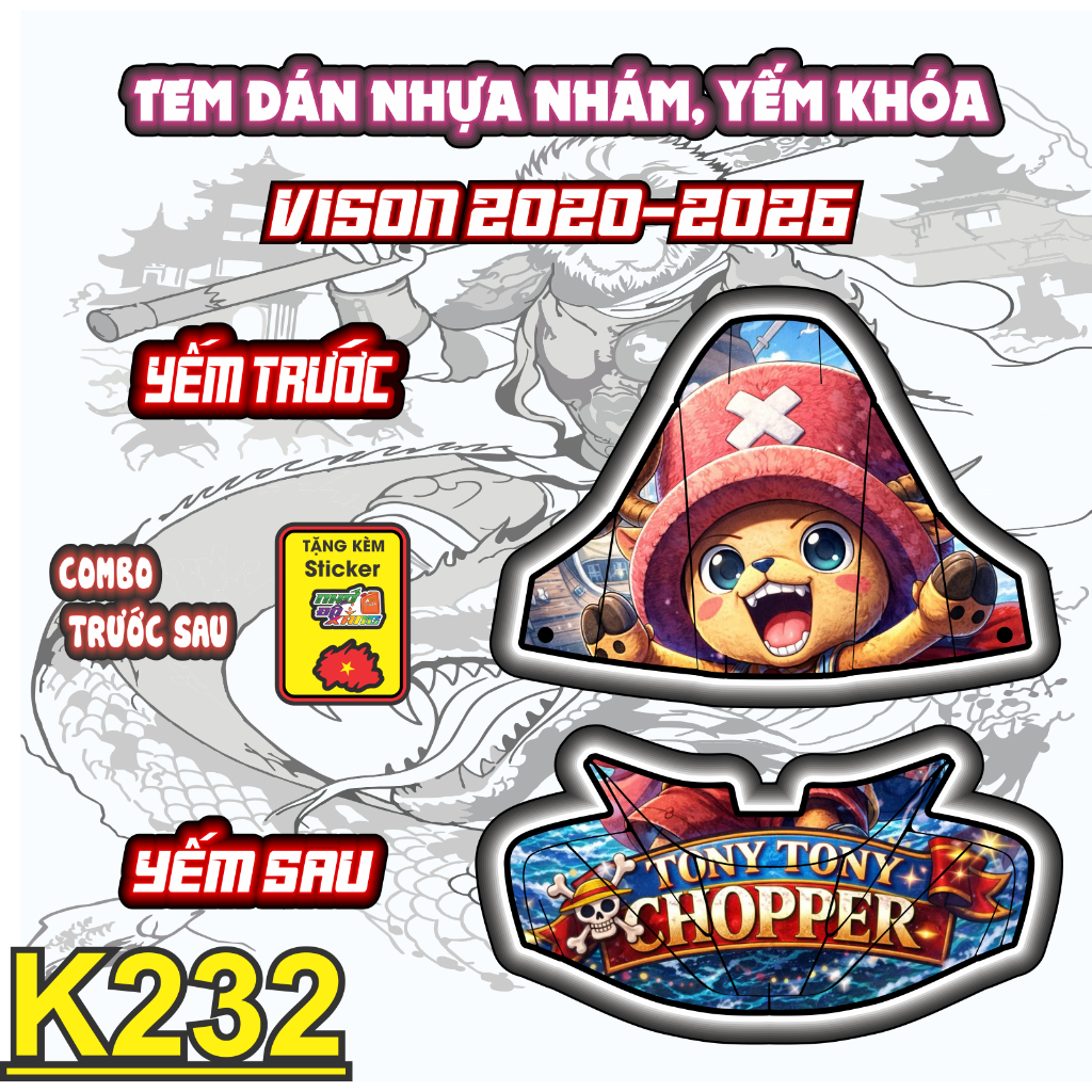 Bộ Tem Dán Trang Trí Yếm Trước & Sau Vision 2020-2026 – Bảo Vệ Nhựa Nhám, Chống Phai Màu